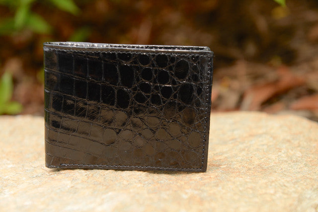 Glazed Crocodile Wallet: Black