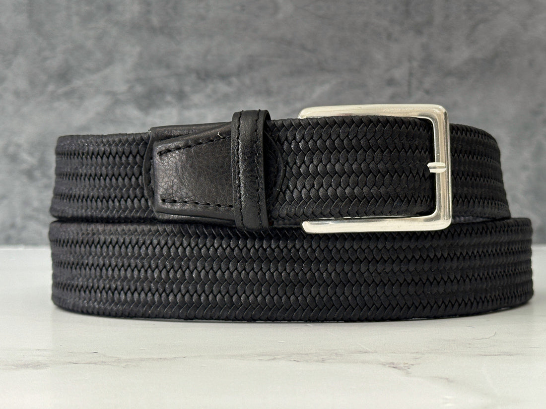 Italian Braided Belt: Black
