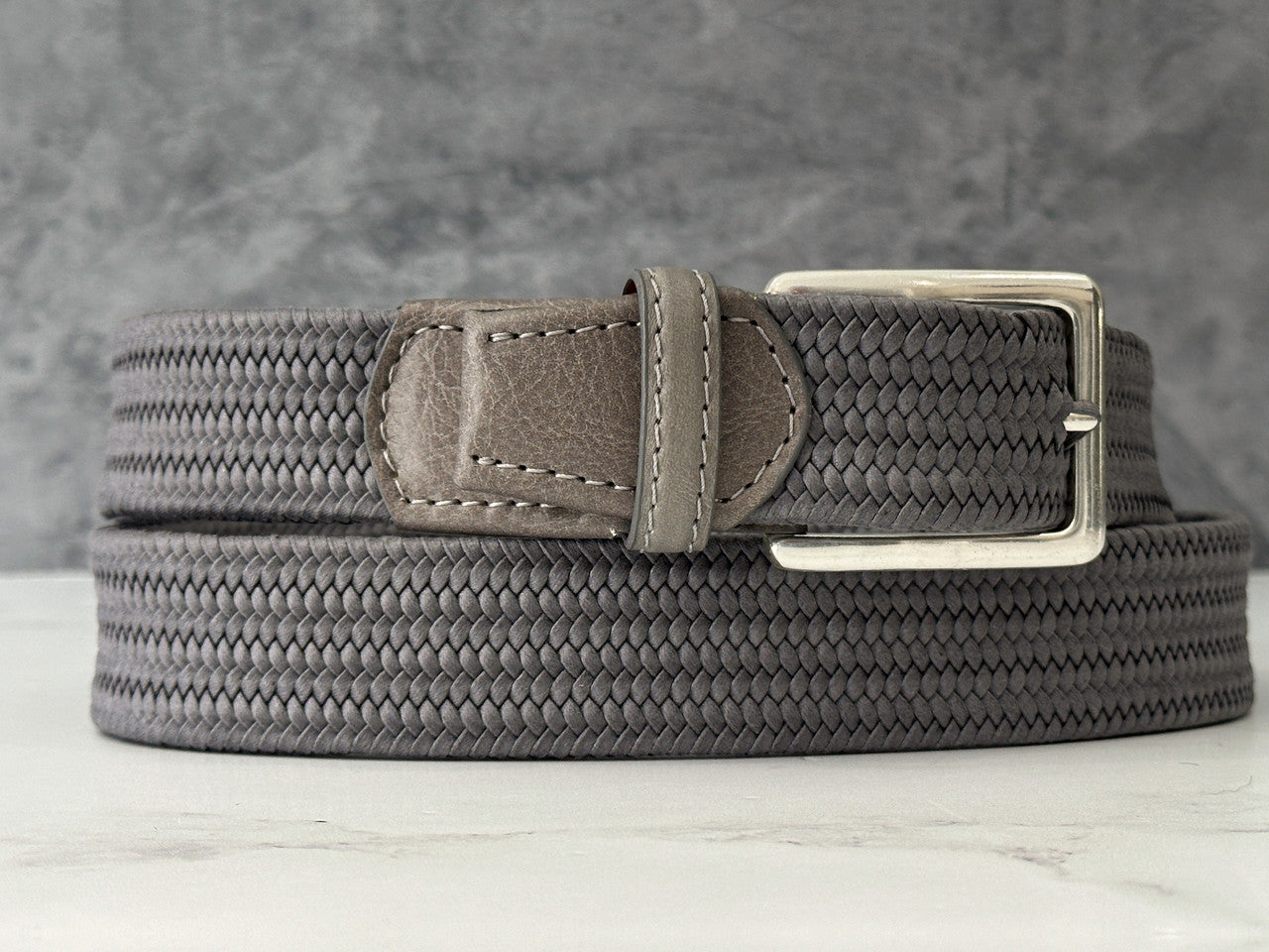 Italian Braided Belt: Grey