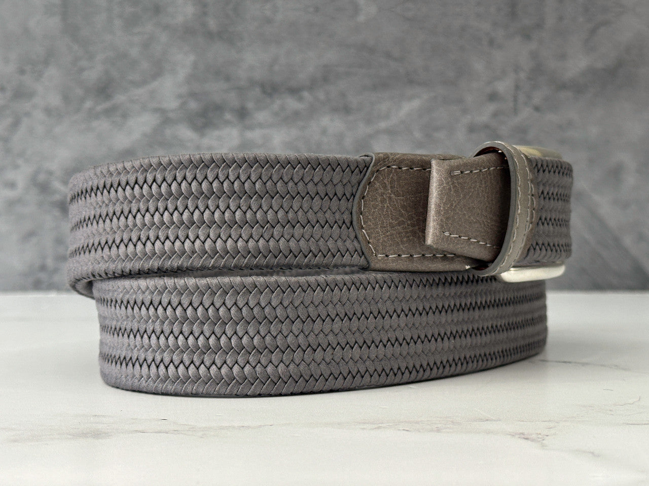 Italian Braided Belt: Grey