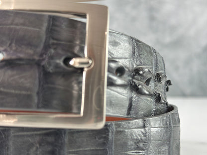 Matte Caiman Hornback with Horn Tips Belt: Grey