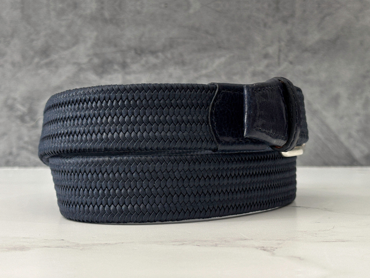 Italian Braided Belt: Navy