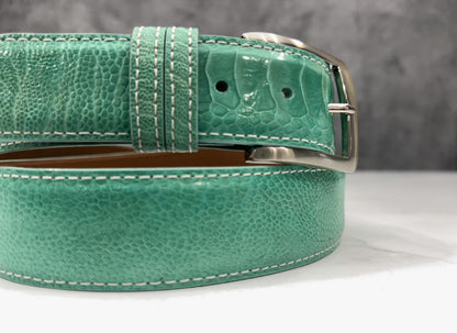Ostrich Shin Belt: Tiffany